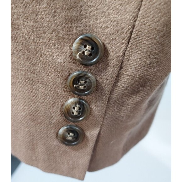 EVAN-PICONE 1980's 4 Button Carmel Long Length Blazer Shoulder Pads Made In USA - Picture 5 of 16